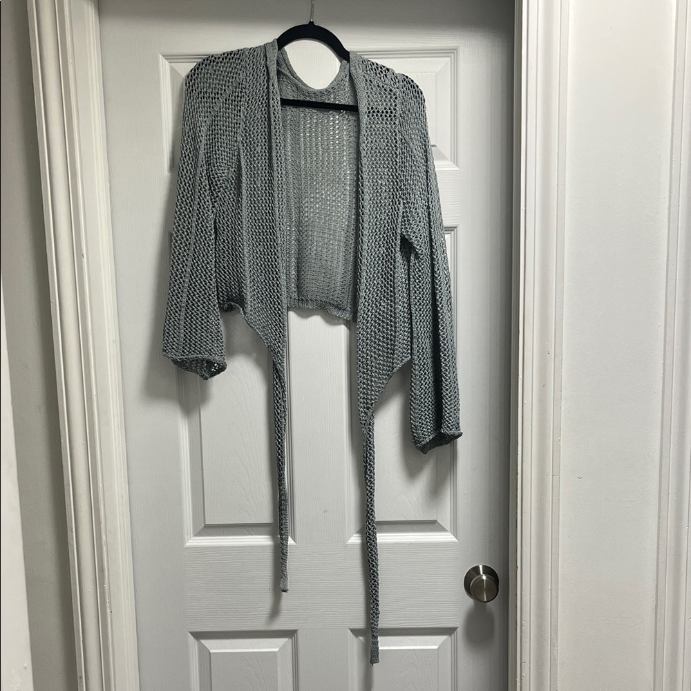 SHEIN Gray Open-Front Cardigan